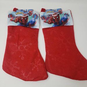 2 Amazing Spiderman Red Christmas Stockings 16 inches Red Felt